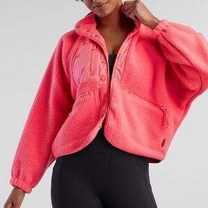 Free People Movement Hit the Slopes Fleece Jacket in Neon Coral
